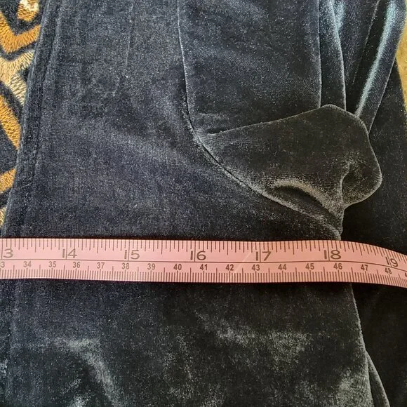 Anthropologie THML Navy Blue Velvet Embroidered Boho Dress Size Medium - Picture 6 of 9